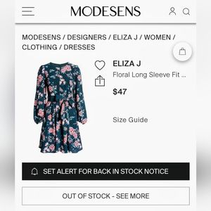 Eliza J - Floral Dress - Long Sleeve  Knee-length - Size 4 - Pockets